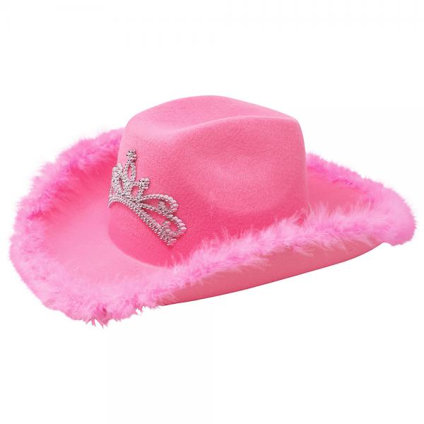 Rosa Cowboyhatt med Tiara