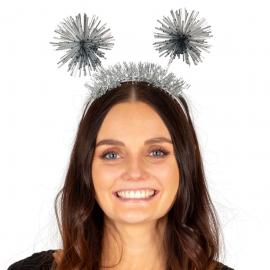 Diadem med Pom Poms Silver