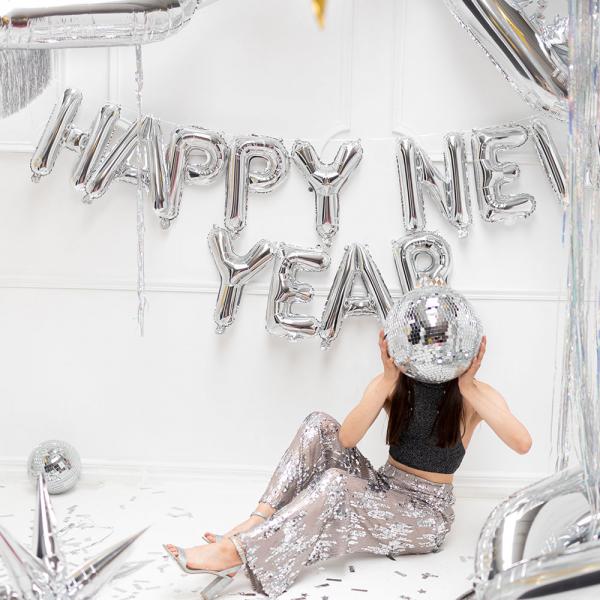 Folieballonger Happy New Year Silver