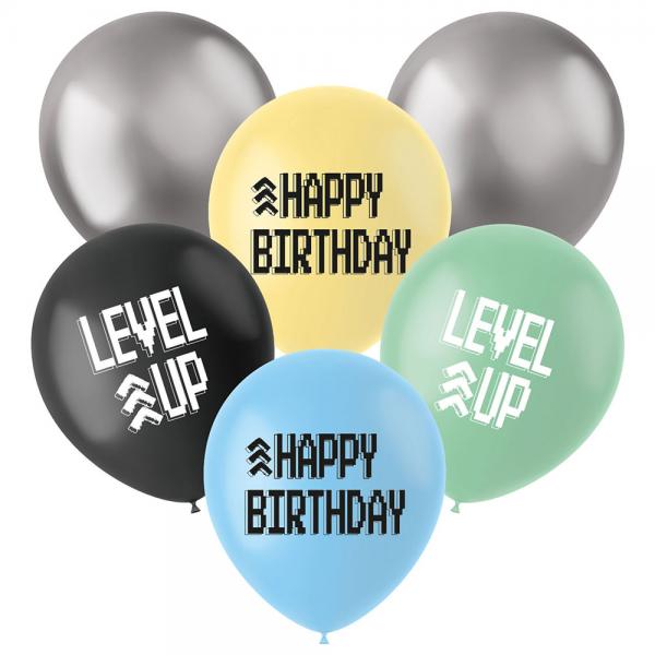 Latexballonger Level Up Birthday 6-pack