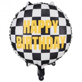 Happy Birthday Folieballong Racing Flagga