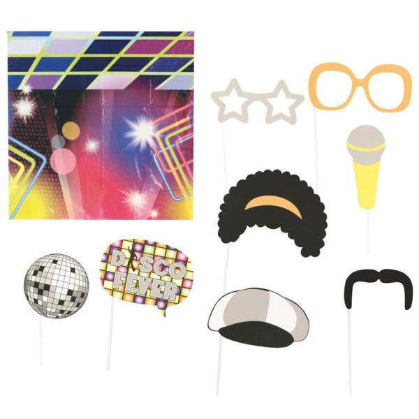 Disco Fotoprops med Bakgrund 9-pack