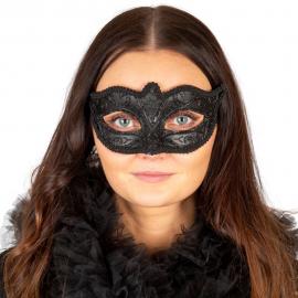 Glitter Halvmask Svart 15 cm