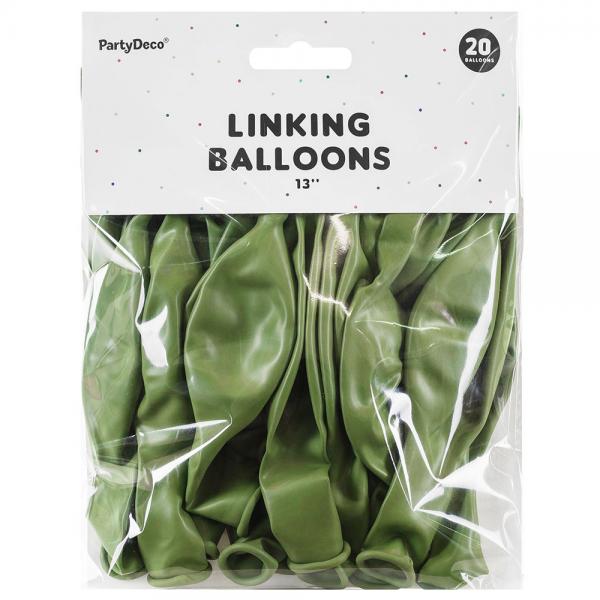 Lnkande Latexballonger Olivgrn 20-pack