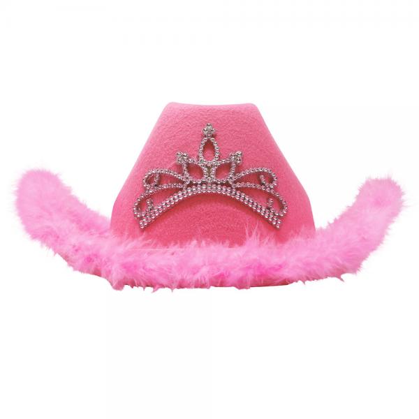 Rosa Cowboyhatt med Tiara