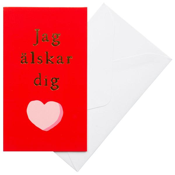 Rtt Kort med Kuvert Jag lskar Dig