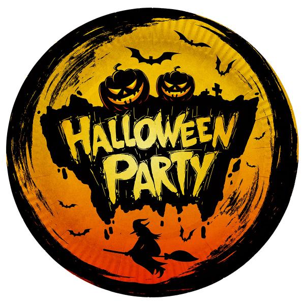 Engngstallrikar Orange Halloween Party 6-pack