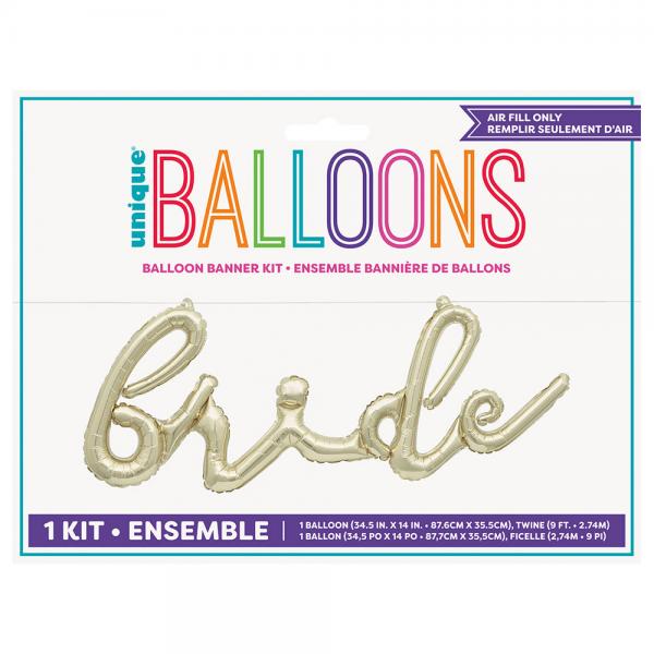 Ballong Banderoll Bride Metallic Guld