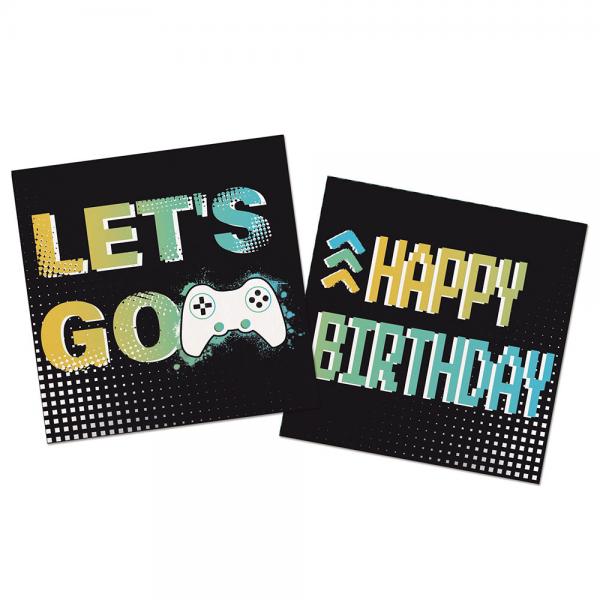 Engngsservetter Happy Birthday Gamer 33 cm 20-pack