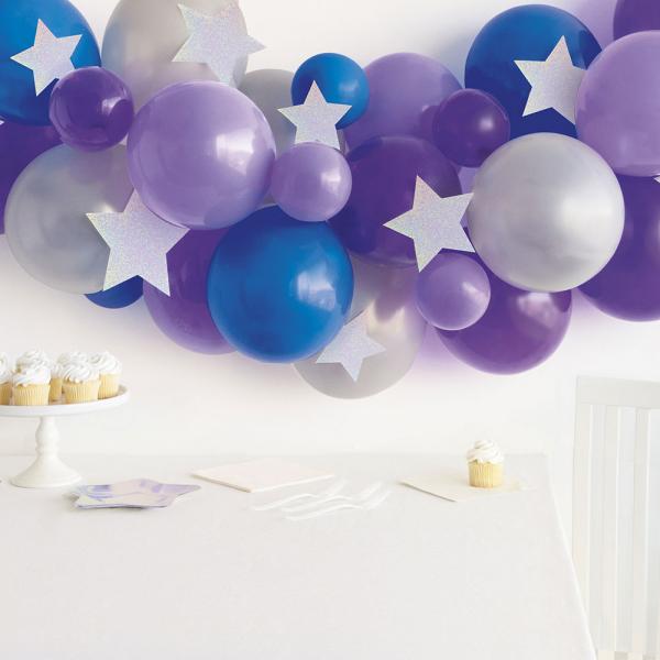 Ballonggirlang Stjrnor Bl/Lila/Silver