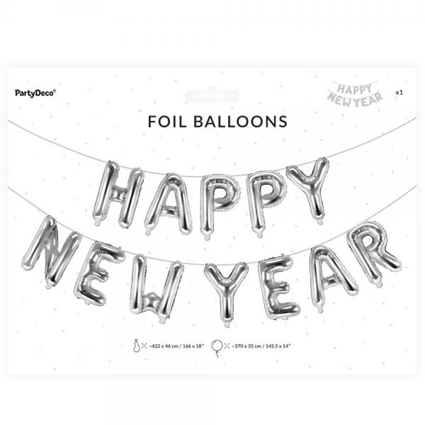 Folieballonger Happy New Year Silver