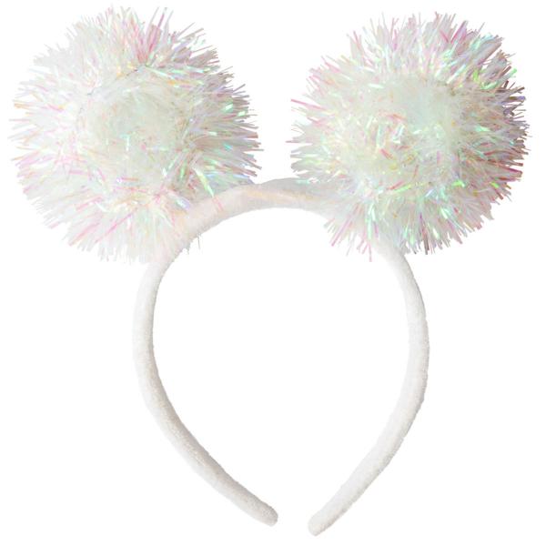 LED Diadem med Pom Poms Vit