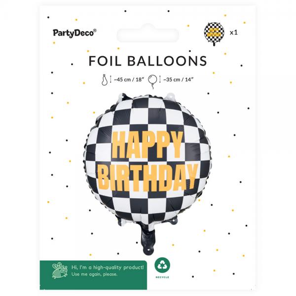 Happy Birthday Folieballong Racing Flagga