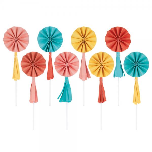 Cake Topper Rosett med Tofsar 8-pack