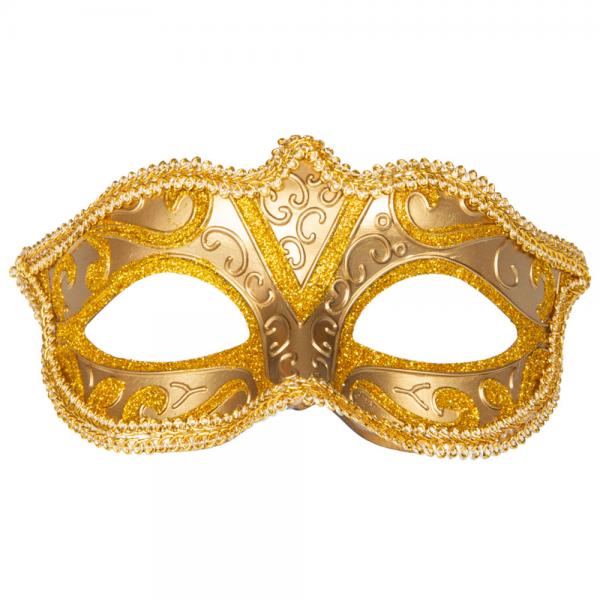 Glitter Halvmask Guld 15 cm