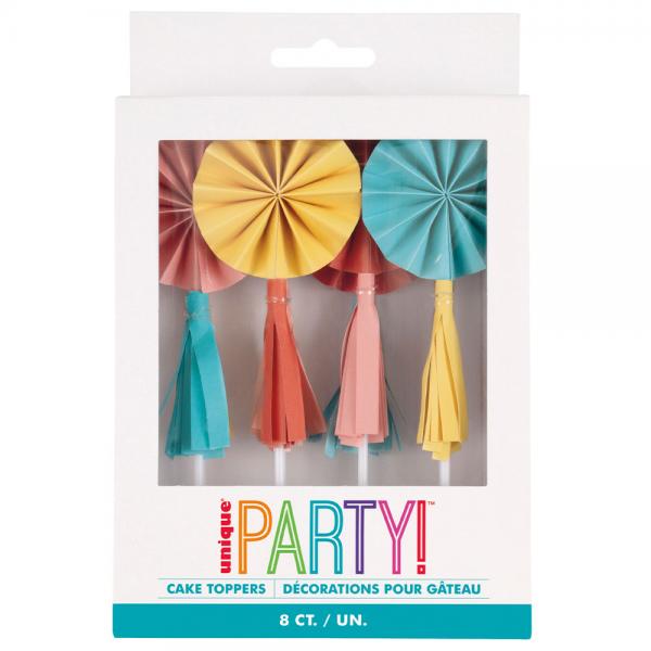 Cake Topper Rosett med Tofsar 8-pack