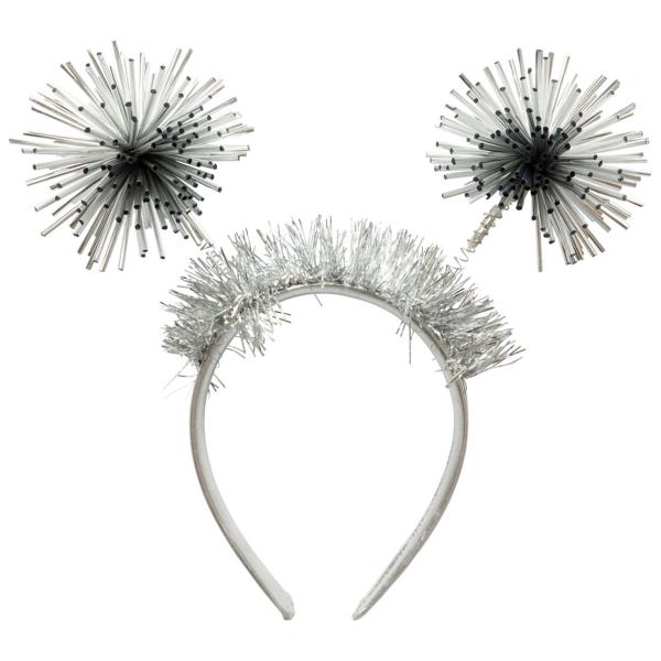 Diadem med Pom Poms Silver