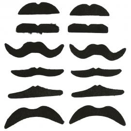 Svarta Maskerad Mustascher 12-pack