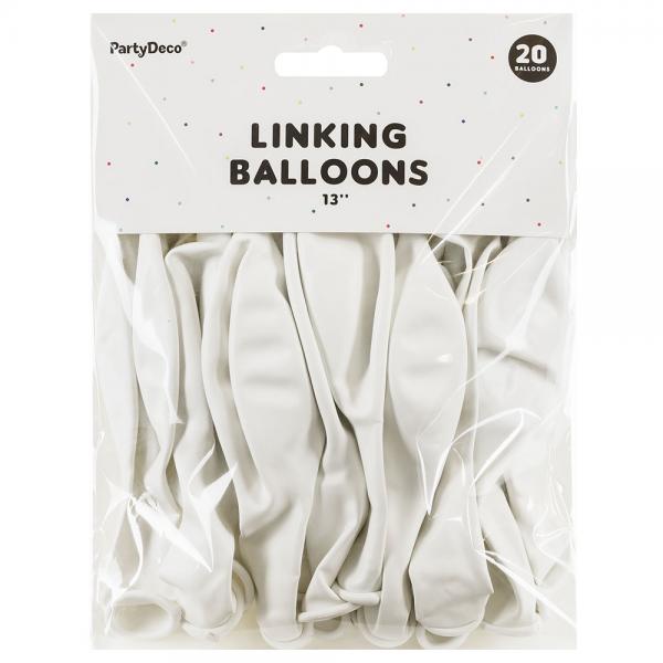 Lnkande Latexballonger Vit 20-pack