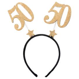 50 Års Diadem Glitter Guld