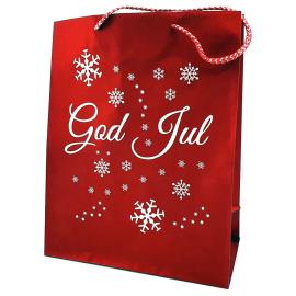 God Jul Glittrig Julklappspåse Stor