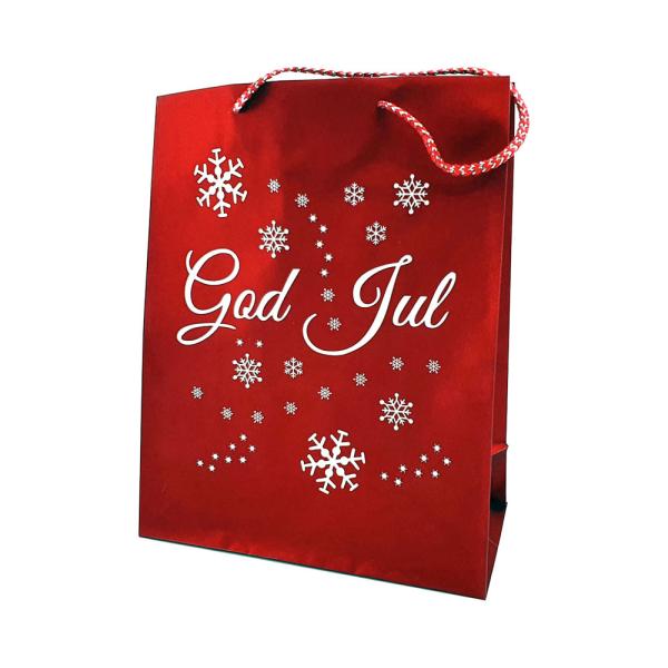 God Jul Glittrig Julklappspåse Mellan