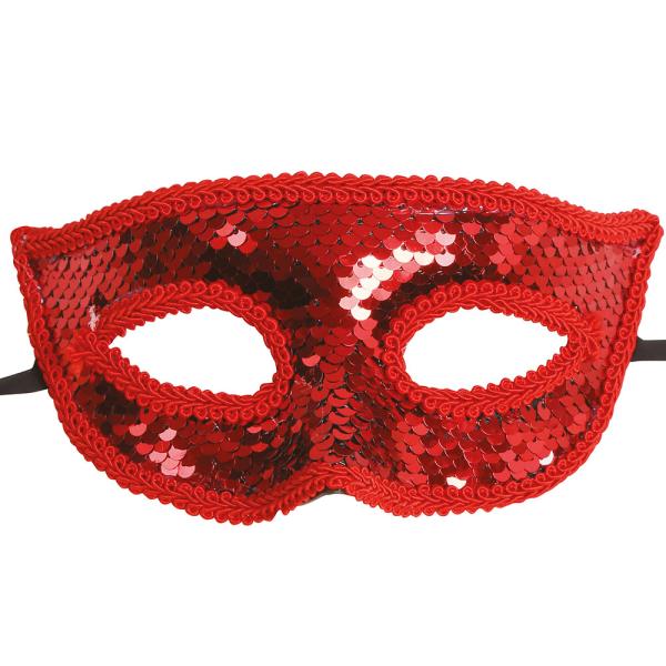 Halvmask med Paljetter Röd