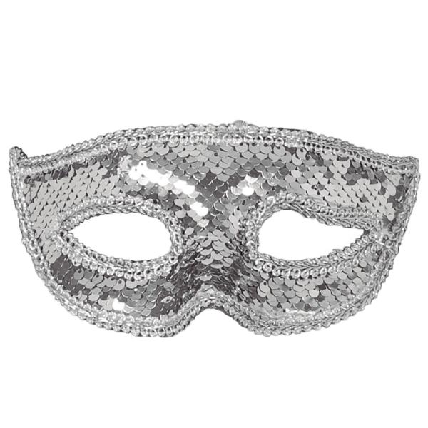 Halvmask med Paljetter Silver