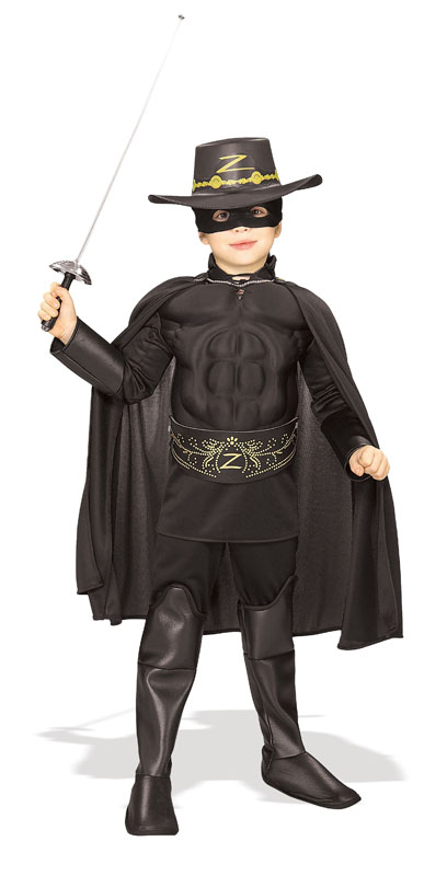 Muskulös Zorro Deluxe Barn Maskeraddräkt (Small)