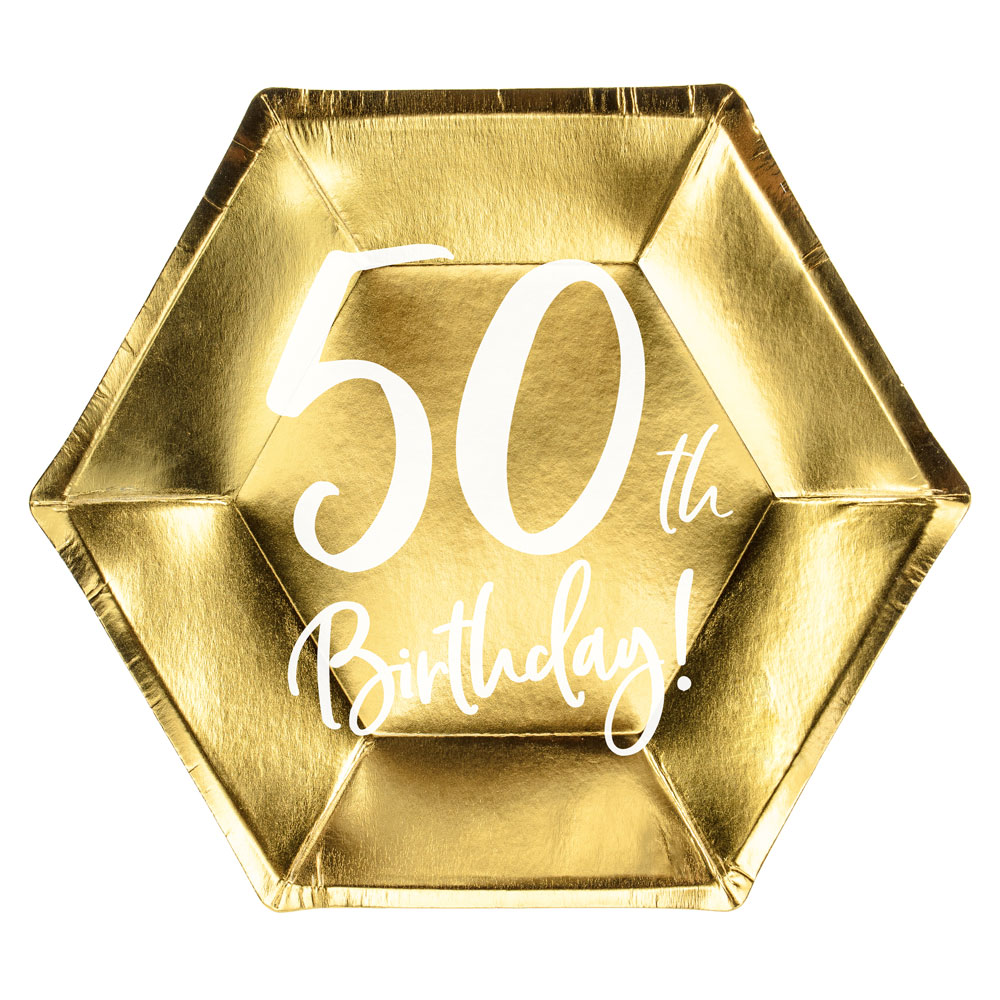 50th Birthday Assietter Guld