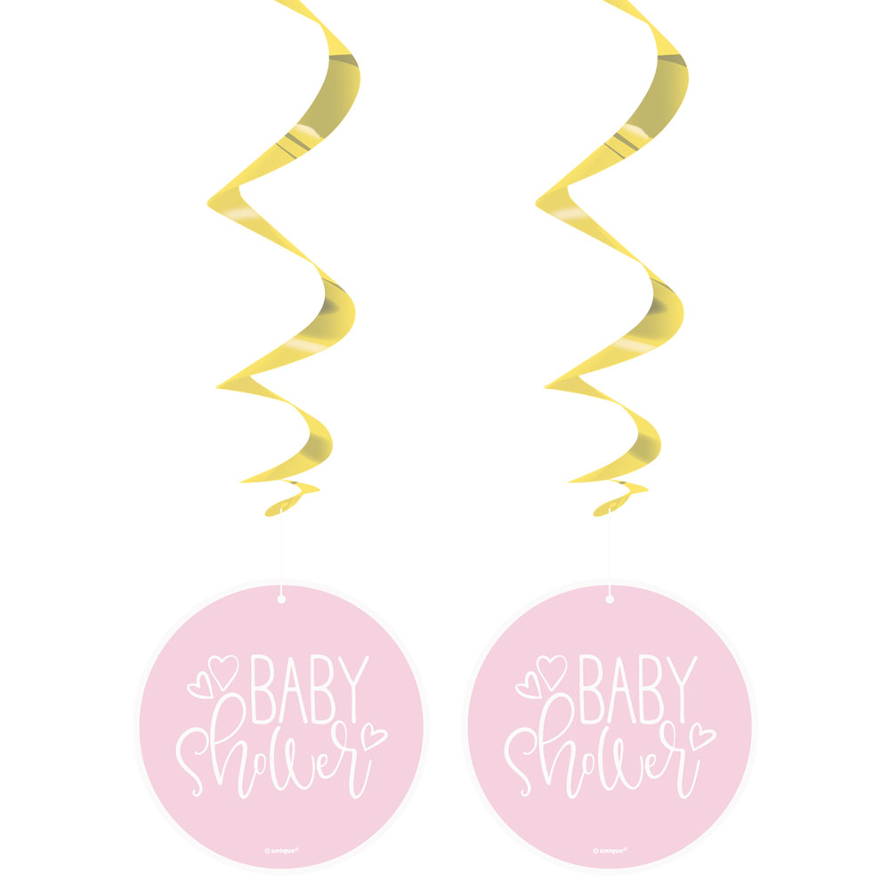 Baby Shower Swirls Ljusrosa & Metallic Guld