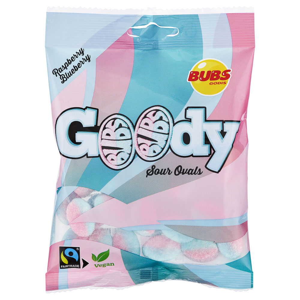 Bubs Goody Sour Ovals Hallon och Blåbär