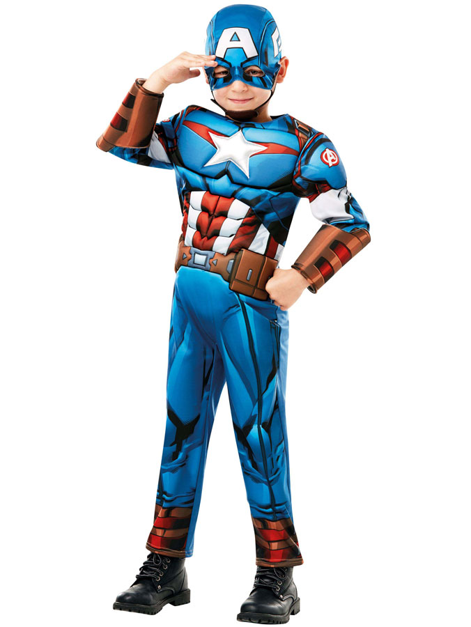 Captain America Maskeraddräkt Deluxe Barn (Small (3-4 år))
