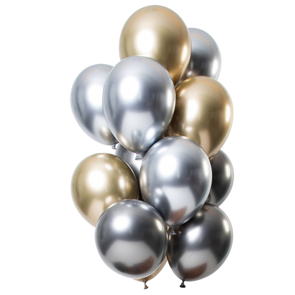 Chrome Mirror Ballonger Silver & Guld Mix