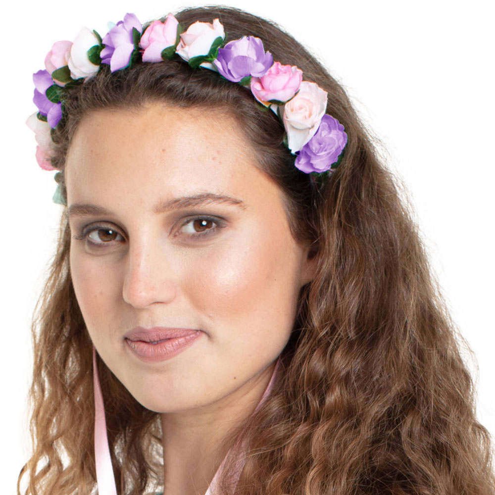 Diadem med Blommor och Band | Maskerad//Hattar//Högtider//Maskeradteman//Hawaii Maskerad//Midsommar//Diadem//Midsommarkransar | PartyOutlet