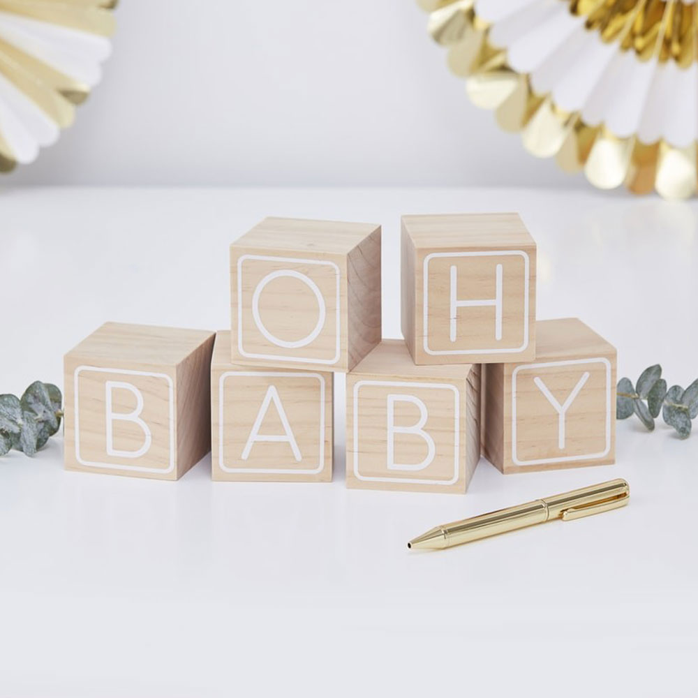 Gästbok Träklossar Oh Baby | Baby Shower//KALASTEMAN//It's a girl//Baby Shower Dekoration//It's a Boy//Dop//Dop Dekoration//Baby Shower Teman | PartyOutlet