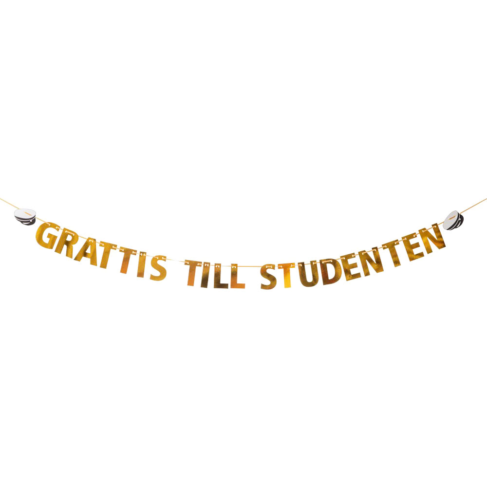 Girlang Grattis Till Studenten Guld | Festartiklar//Dekoration//Girlanger//Högtider//Studentdekorationer//Studenten | PartyOutlet