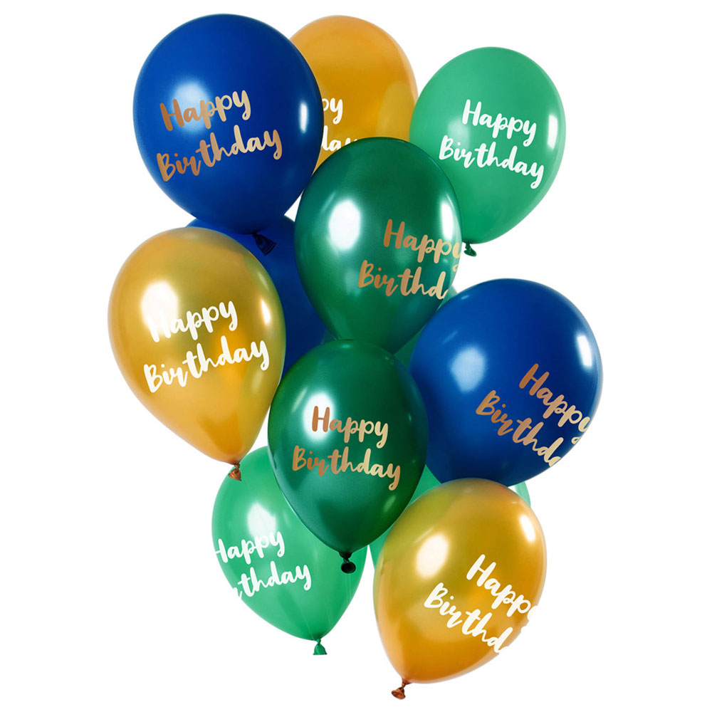 Happy Birthday Ballonger Golden Emerald | Festartiklar//Ballonger//Latexballonger//Heliumballonger//Ballongbuketter//Födelsedagsballonger | PartyOutlet