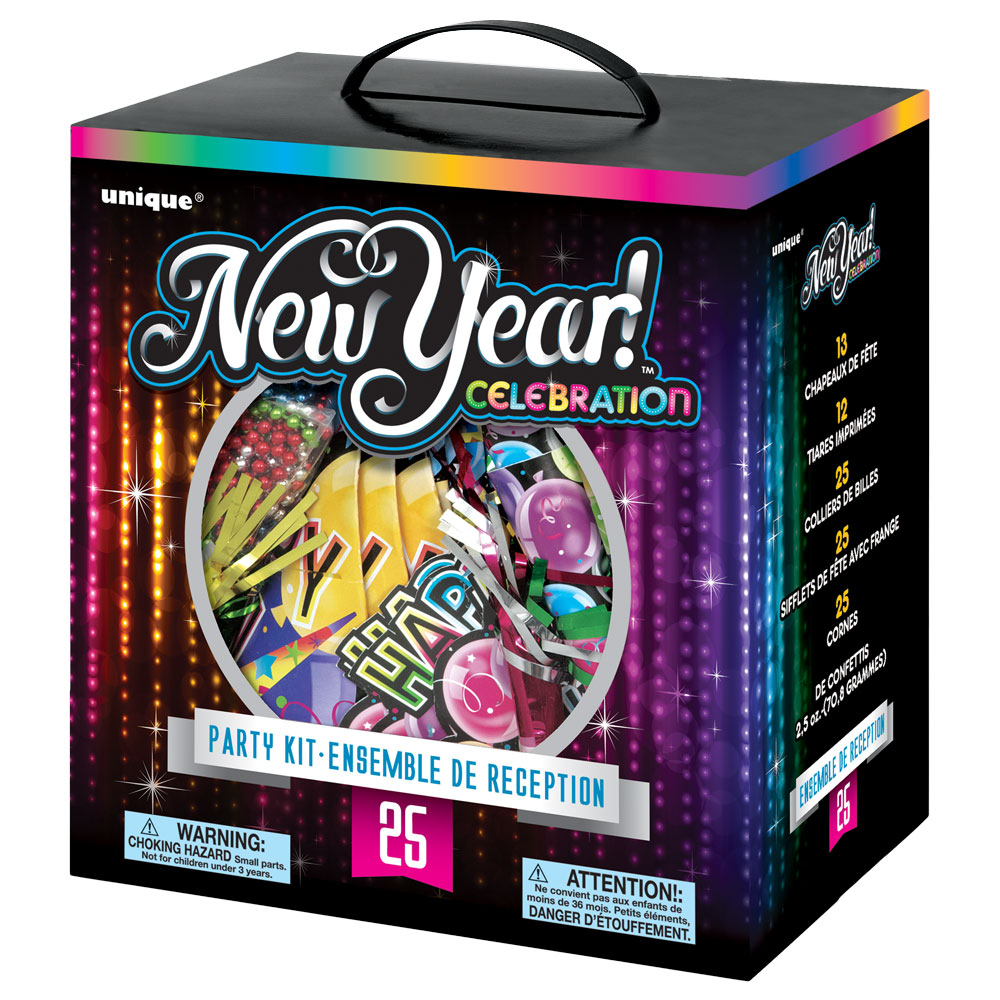 Happy New Year Partykit Flerfärgad | Maskerad//Hattar//Festartiklar//Kalastillbehör//Högtider//Roliga Hattar//Nyårsdukning//Nyår//Kalashattar & Tiaror//Nyårsdekorationer | PartyOutlet