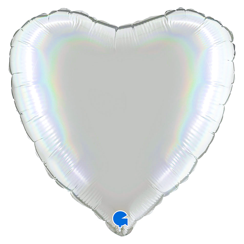 Hjärtballong Holografisk Platinum Pure