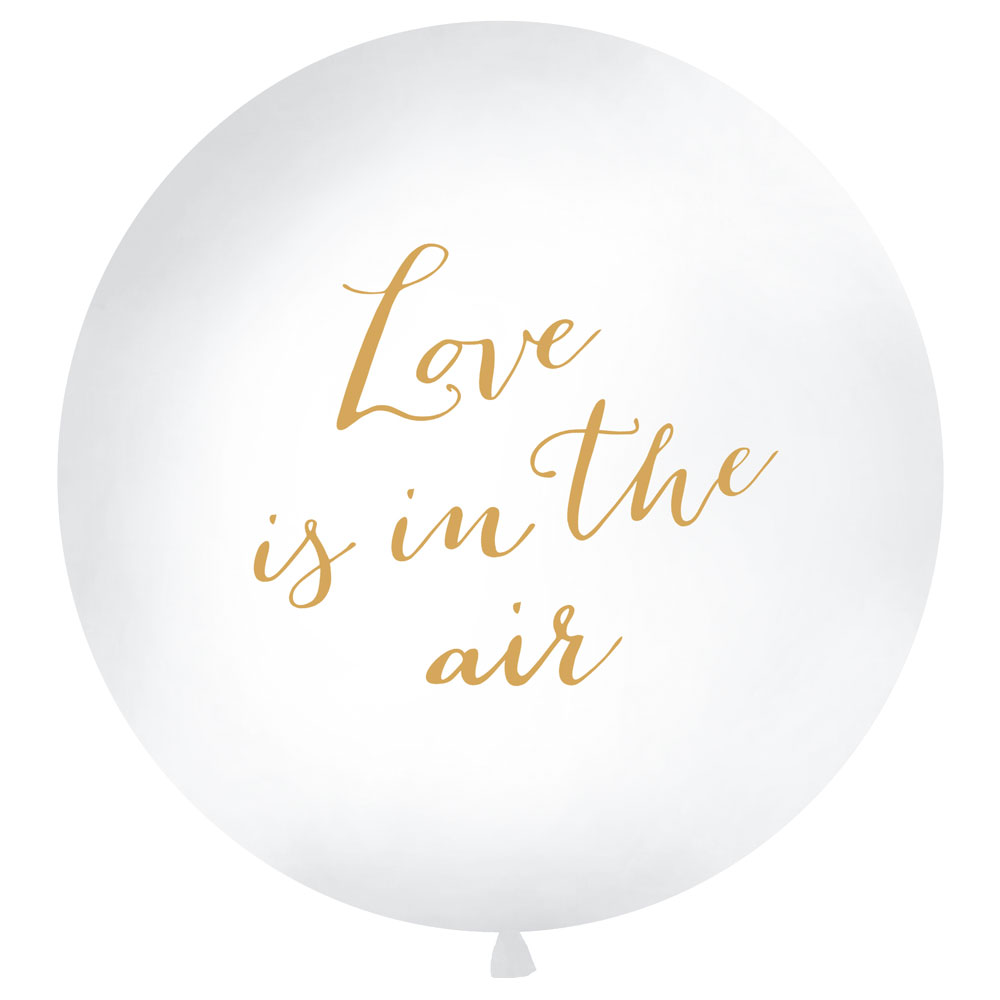 Love Is In The Air Gigantisk Ballong Vit och Guld