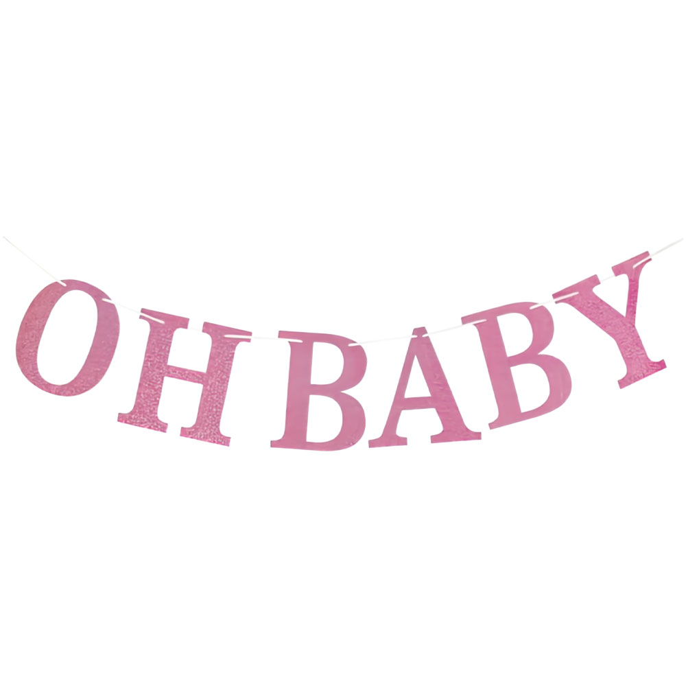 Oh Baby Glittrig Girlang Rosa | Festartiklar//Dekoration//Girlanger//Baby Shower//KALASTEMAN//It's a girl//Baby Shower Dekoration//Dop | PartyOutlet