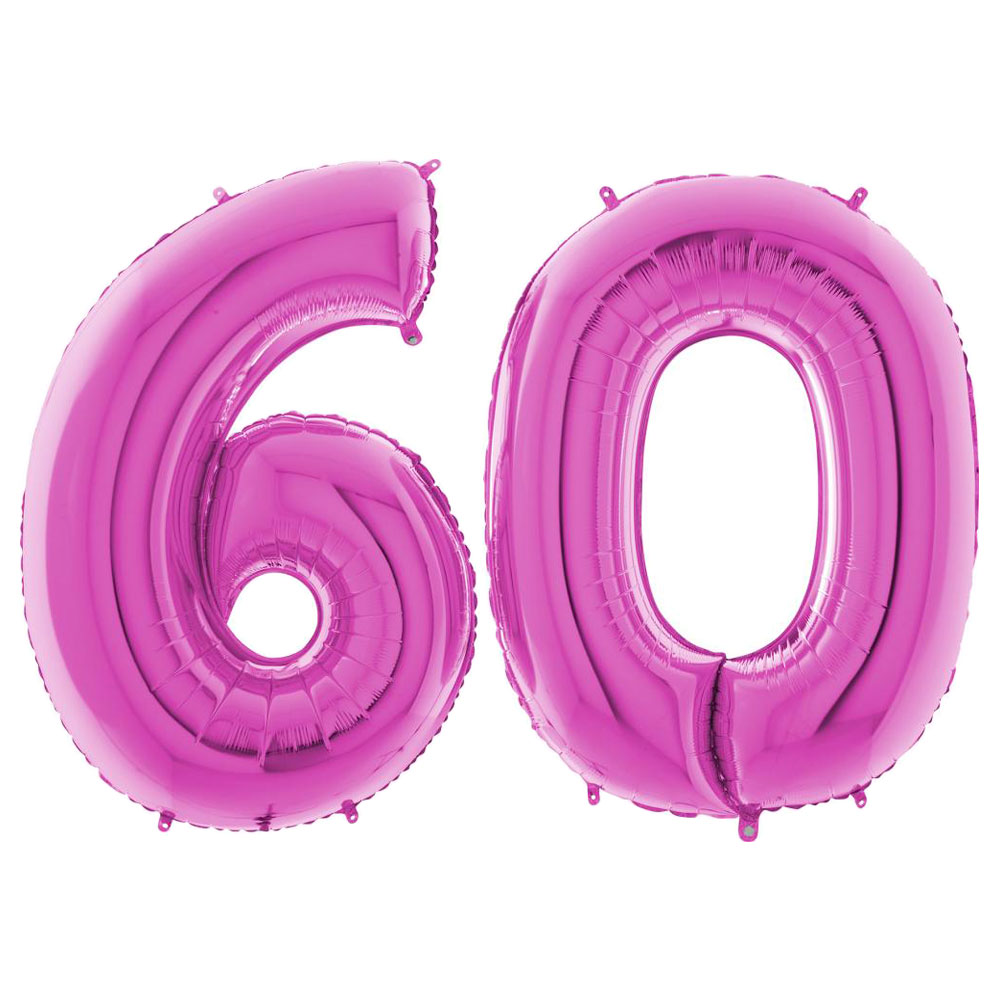 Sifferballong 60 Rosa | Festartiklar//Ballonger//Folieballonger//Födelsedagsfest//Heliumballonger//Sifferballonger//KALASTEMAN//Födelsedagsballonger//Enfärgade Ballonger//60 års fest | PartyOutlet