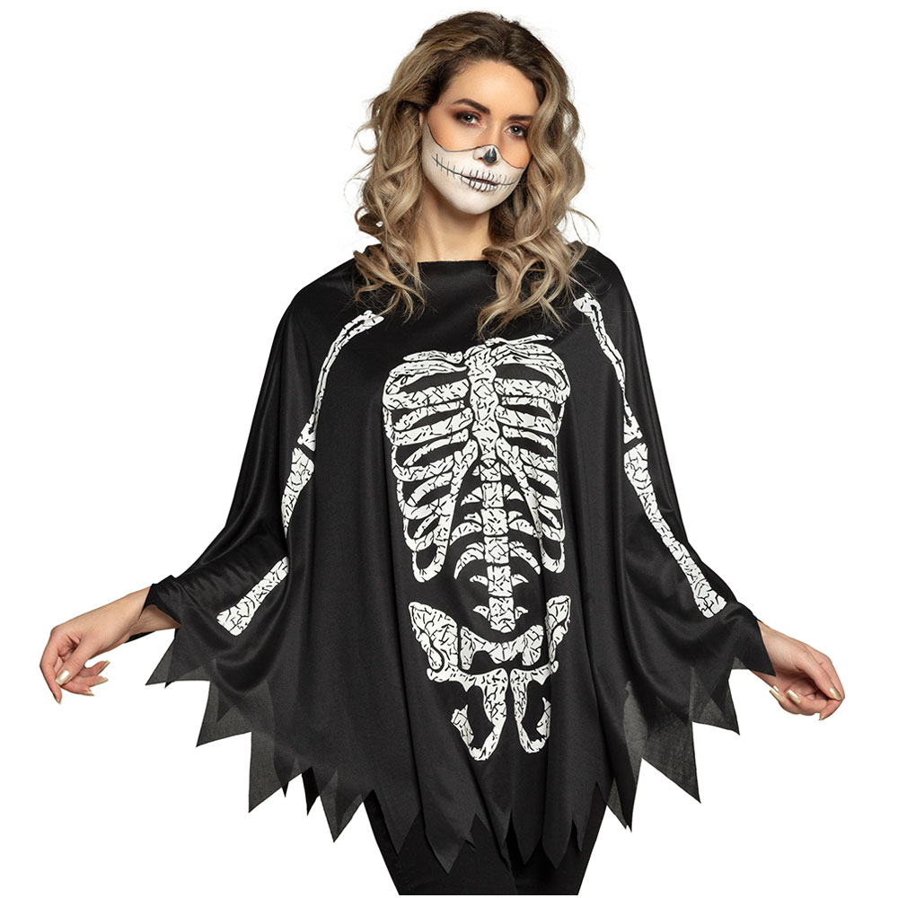 Skelett Poncho | Maskerad//Damdräkter//Högtider//Halloween//Skelettdräkter//Maskeradkläder//Halloween kostymer//Skelett maskerad//Halloweendräkter dam | PartyOutlet