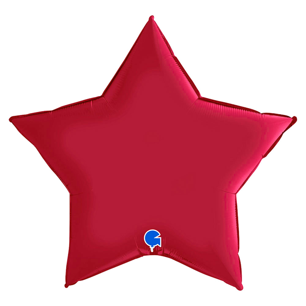 Stor Folieballong Stjärna Satin Cherry