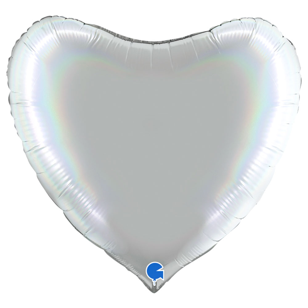 Stor Hjärtballong Holografisk Platinum Pure | Festartiklar//Ballonger//Folieballonger//Heliumballonger//Hjärtballonger//Enfärgade Ballonger | PartyOutlet