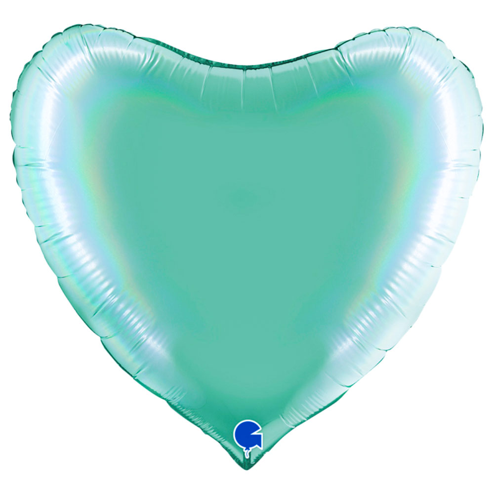 Stor Hjärtballong Holografisk Platinum Tiffany | Festartiklar//Ballonger//Folieballonger//Baby Shower//Heliumballonger//Hjärtballonger//KALASTEMAN//Enfärgade Ballonger//Baby Shower Ballonger | PartyOutlet