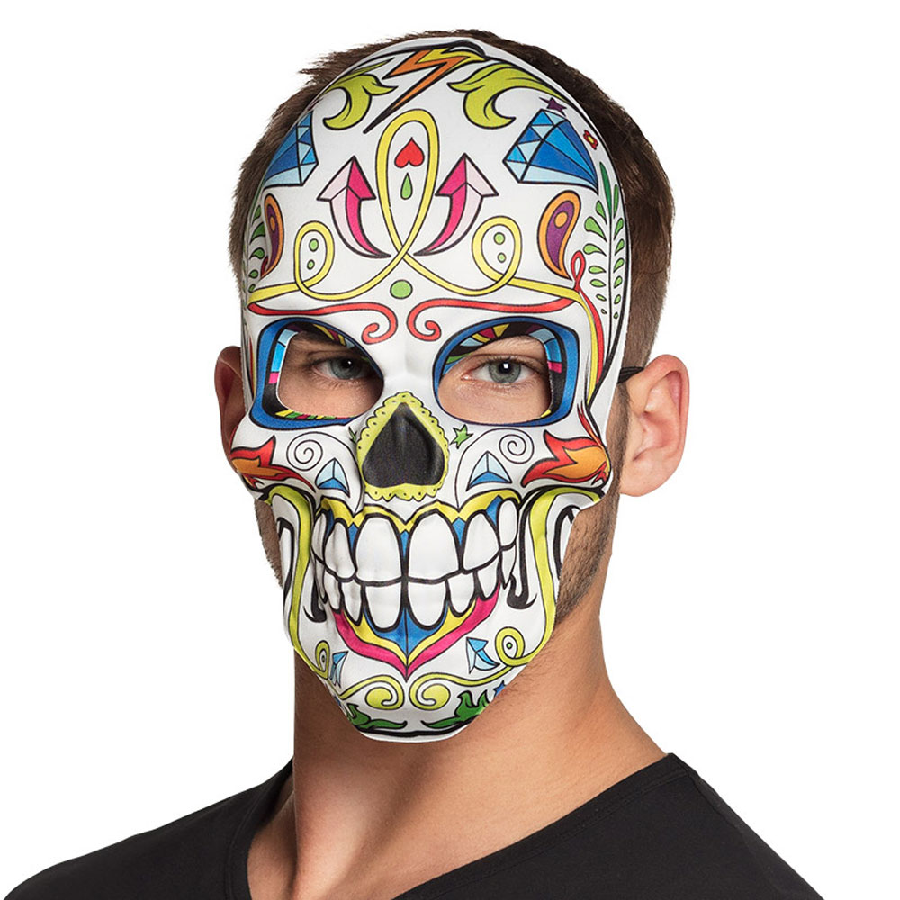 Sugar Skull Mask | Maskerad//Högtider//Masker//Halloweenmasker//Vuxenmasker//Halloween//Halloween kostymer//Halloween masker//Skelett maskerad//Day of the Dead maskerad//Läskiga Masker | PartyOutlet