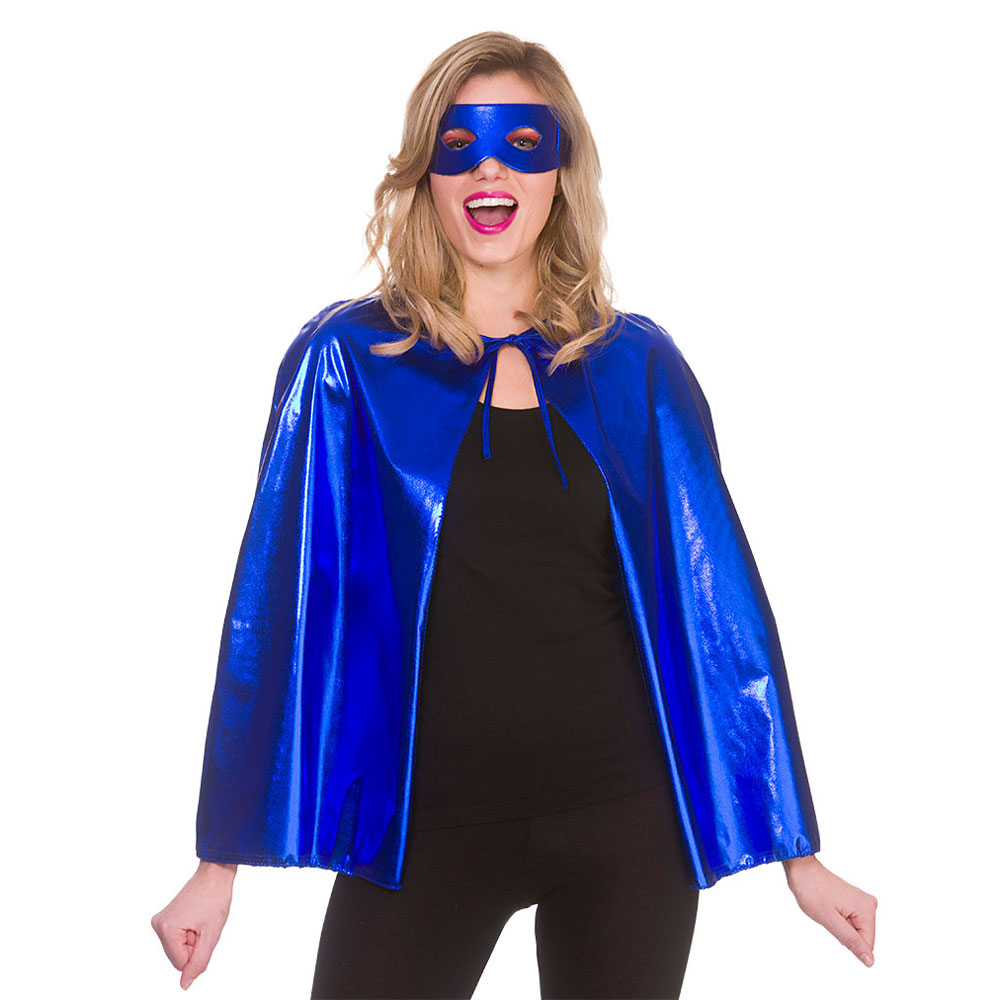 Superhjälte Set Metallic Blå | Tillbehör//Maskerad//Maskeradteman//Superhjältedräkter//Superhjälte Maskerad//Maskeradkläder//Capes | PartyOutlet