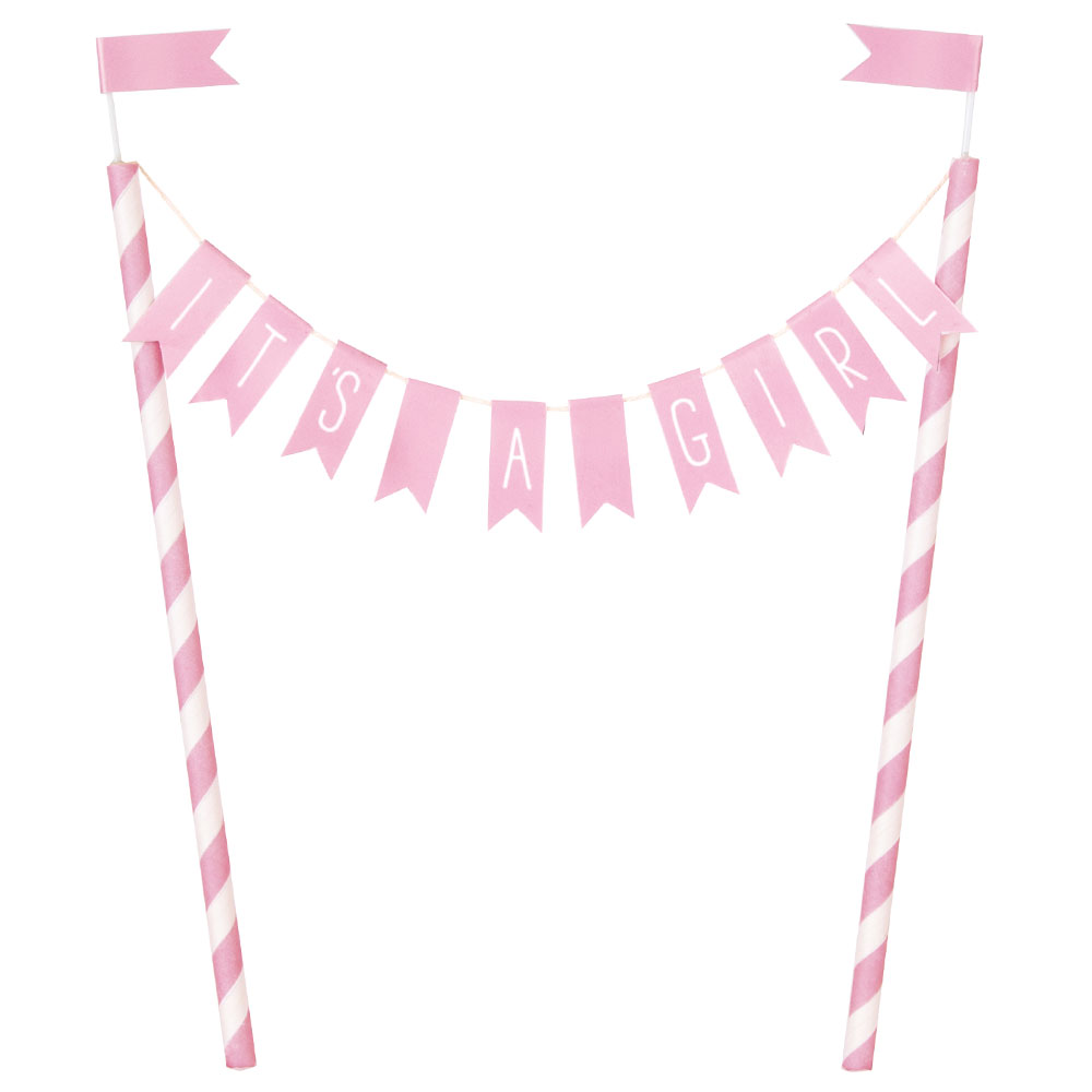 Tårtdekoration It's A Girl Flaggirlang | Tårtdekorationer//Baby Shower//KALASTEMAN//CAKE TOPPERS//It's a girl//Baka//Baby Shower Dekoration//Baby Shower Bakning | PartyOutlet